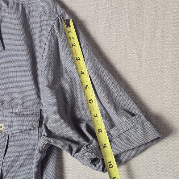 John Varvatos Converse Gray Checked S/S Cotton‎ Button Front Large - Picture 5 of 16